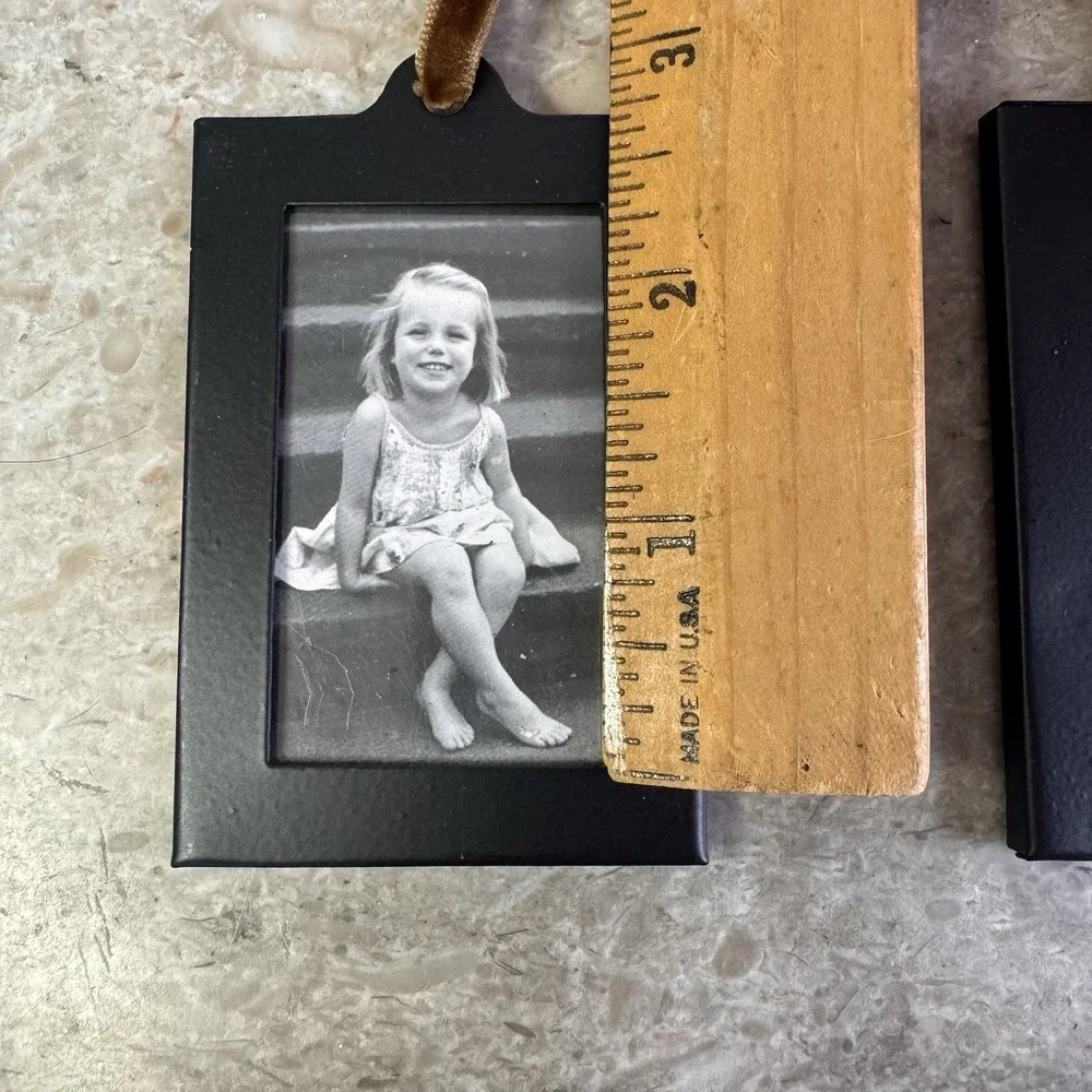 Hanging Picture Frame Ornaments - Set of 8 2X3 Black Hanging Photo Frame